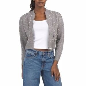 Jason Wu‎ Very Beautiful  Wool Blend  Beaded Jacket Sweater Cardigan L NWT